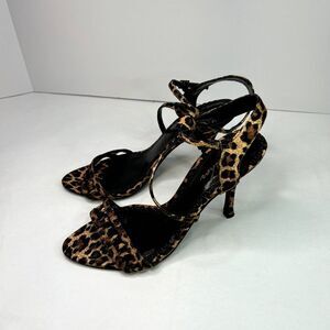 Metaphor Astonia Animal Print Fabric Hair Womens Heels Pumps Tiger Open Toe